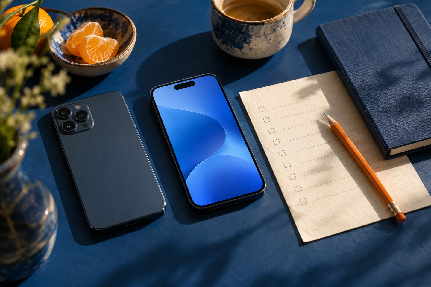 Due telefoni e un quaderno per distinguere i propri contatti